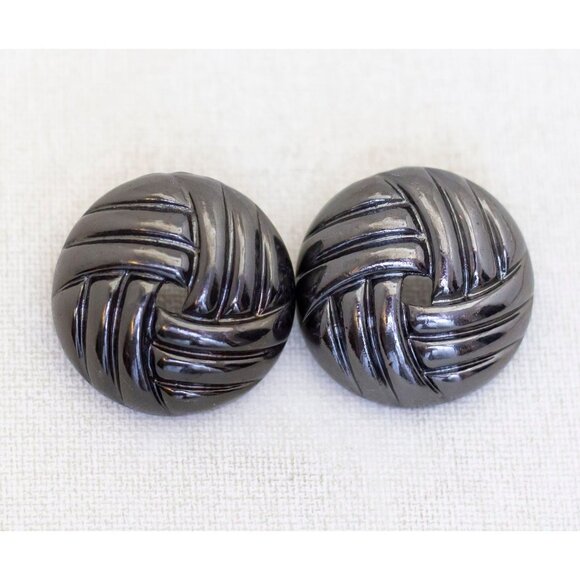 Vintage Weaved Ball Silver Tone Hoop Earrings - AA1 - Picture 1 of 2